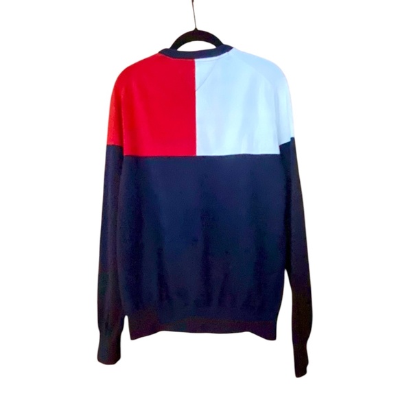 Mens Tommy Hilfiger 100% Cotton Pull Over Sweater XL Red White Blue Logo - Picture 6 of 6